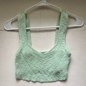 Green Knit Cropped Tank Top Urban Outfitters